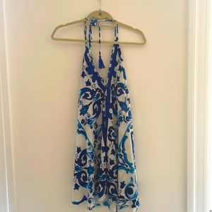 Blue and white mini dress